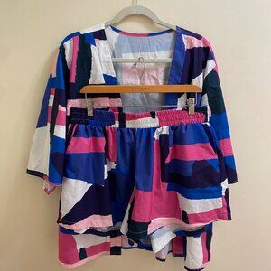 Multicolor Kimono & Short Set